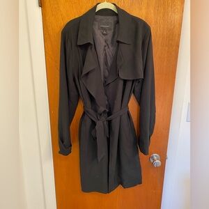 Banana Republic Black Belted Long Line Trench Coat